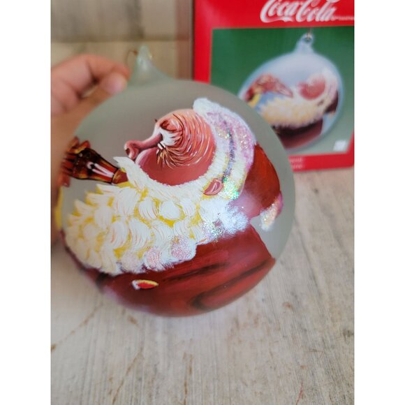 Vintage large Coca-Cola Santa Claus ornament ball Xmas set glass - Picture 3 of 12